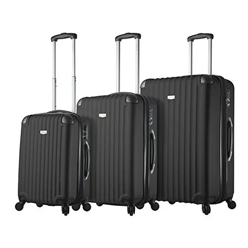 Suitcase for checked luggage-Viaggi Rovigo 3Pc Blk, Black