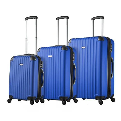 Suitcase for rugged use-Viaggi Rovigo 3Pc Blu, Blue