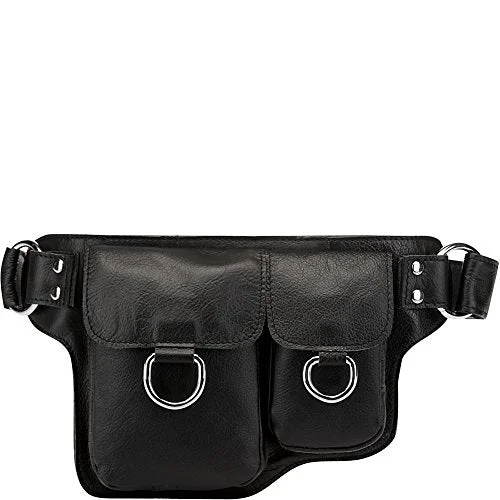 Suitcase with bold logos-Vicenzo Leather Alvere Leather Waist Pack (Black)