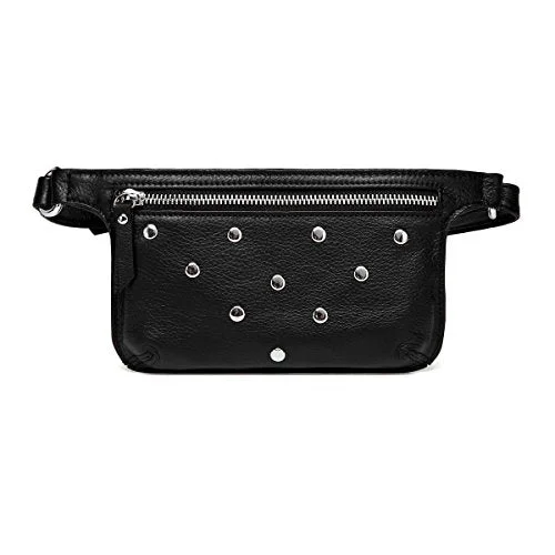 Suitcase with ergonomic handle-Vicenzo Leather Jacey Studded Leather Waistbag (Black)