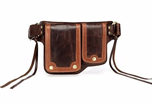 Suitcase for summer trips-Vicenzo Leather Ronny Leather Waist Bag Fanny Pack (Dark Brown)