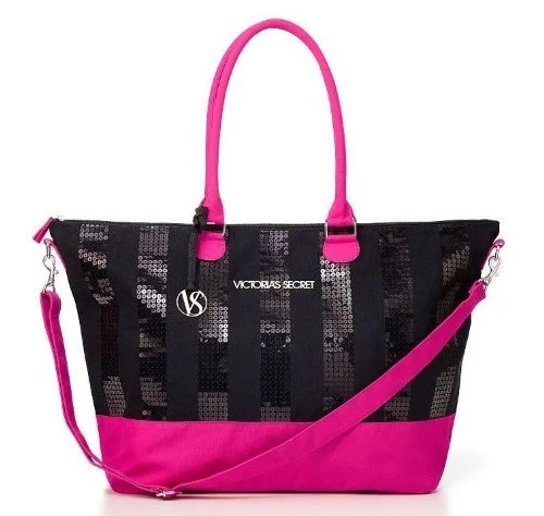 Suitcase for minimalist travelers-Victoria'S Secret Black Friday 2013 Limited Ed. Weekender Bag Black/Pink