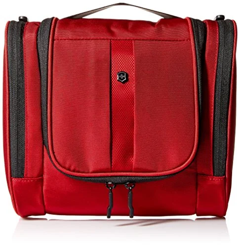 Suitcase for adventure trips-Victorinox Hanging Toiletry Kit, Red/Black Logo