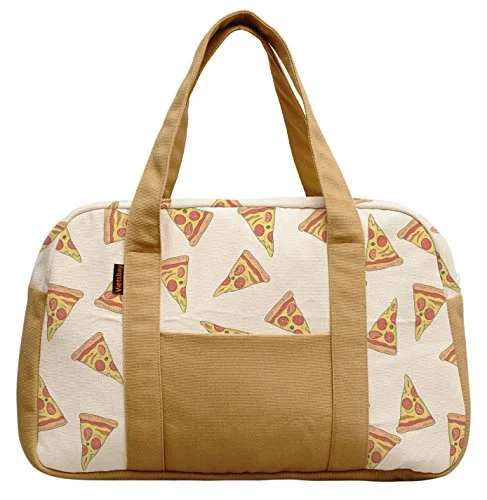 Duffle Bags for judo-Vietsbay Women Pizza Slice Pattern Canvas Travel Duffle Bags Was_19