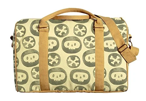 Duffle Bags for triathlons-Vietsbay Women Skulls Polka Dot Pattern Printed Canvas Travel Duffle Bag Was_42