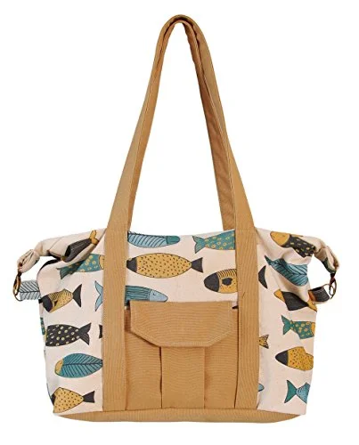 Suitcase with water-resistant shell-Vintage Fish Retro Style Print Picnic, Shopping Multi-Purpose Canvas Zipper Bag