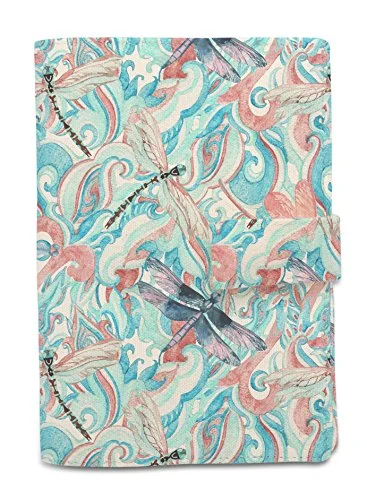 Suitcase for kids’ trips-Watercolor Dragonfly Beige Printed Canvas Passport Holder Cover Case Was_11