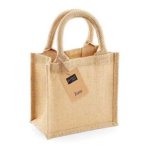 Suitcase with sleek patterns-Westford Mill Jute Petite Gift Bag - Natural