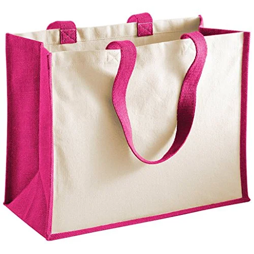 Suitcase for cold climates-Westford Mill Printers Jute Classic Shopping Bag - 5 Colours Available - Fuchsia