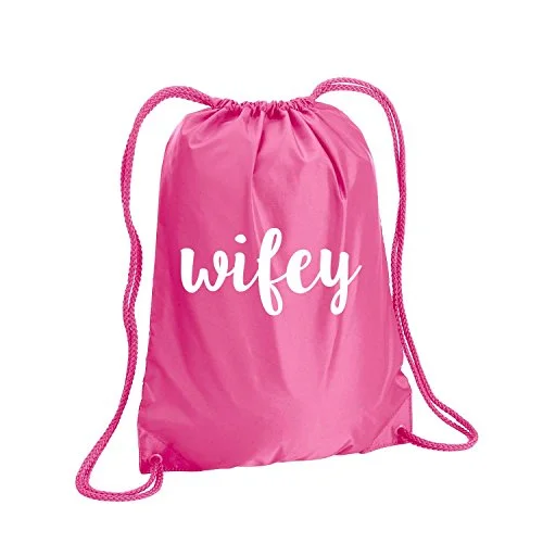 Suitcase with sleek patterns-Wifey Cinch Pack In Hot Pink - Large 17X20