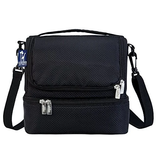 Suitcase for adventure seekers-Wildkin Rip-Stop Black Two Compartment Lunch Bag