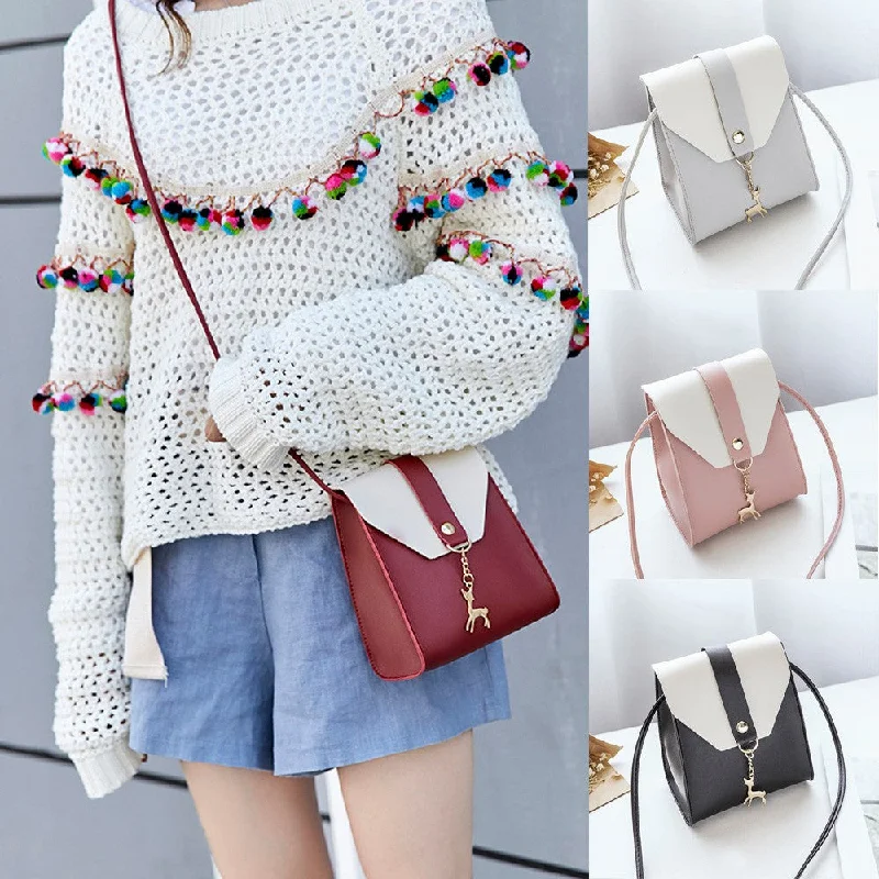 Crossbody with plush texture-Women Fawn Leather Shoulder Bag Messenger Satchel Tote Crossbody Bag Phone Bag