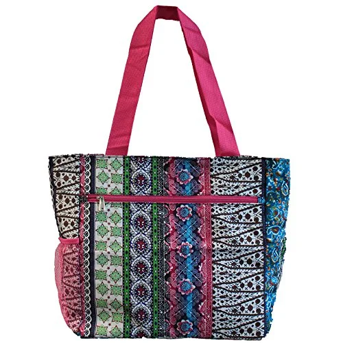 Suitcase with sturdy frame-World Traveler 13.5 Inch Beach Bag, Bohemian, One Size