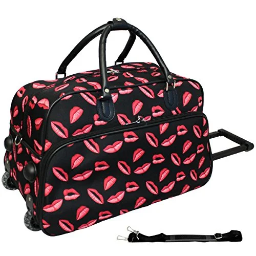 Duffle Bags for security checks-World Traveler 21-Inch Rolling Duffle Bag, Kisses