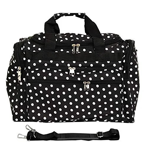 Duffle Bags for production-World Traveler 81T16-504  Duffle Bag, One Size, Black White Dot