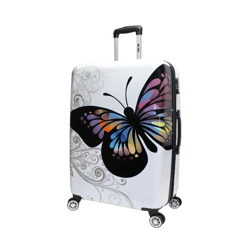 Suitcase with padded straps-World Traveler Butterfly 24" Hardside Expandable Spinner Suitcase