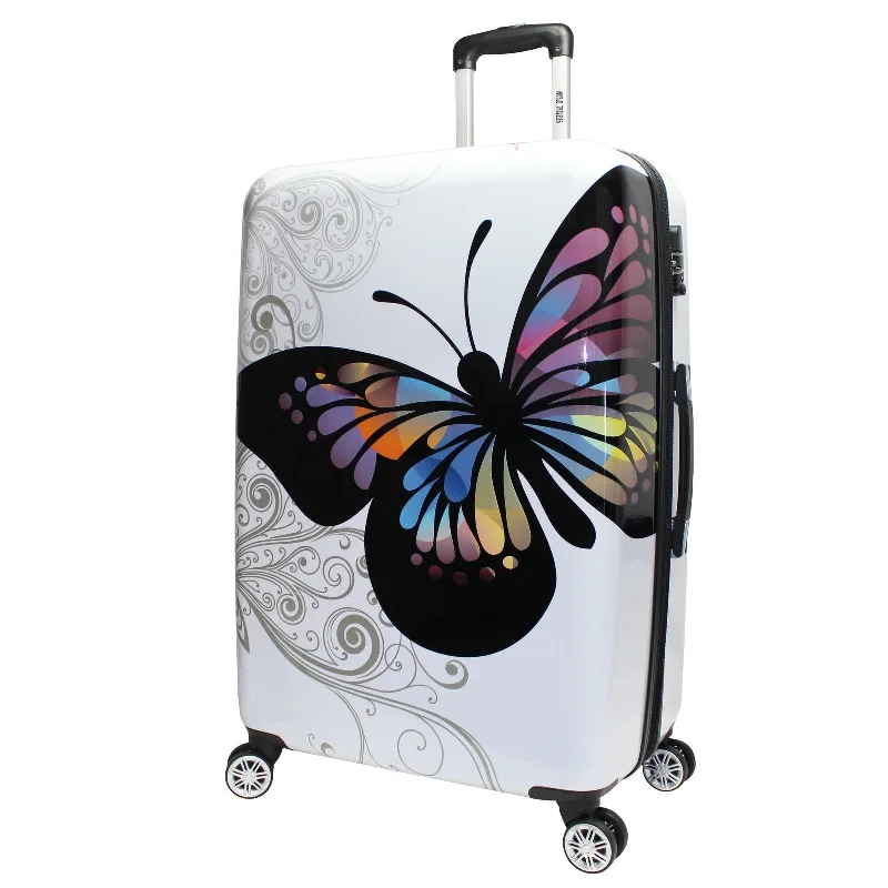 Suitcase with durable fabric-World Traveler Butterfly 28-Inch Hardside Expandable Spinner Luggage