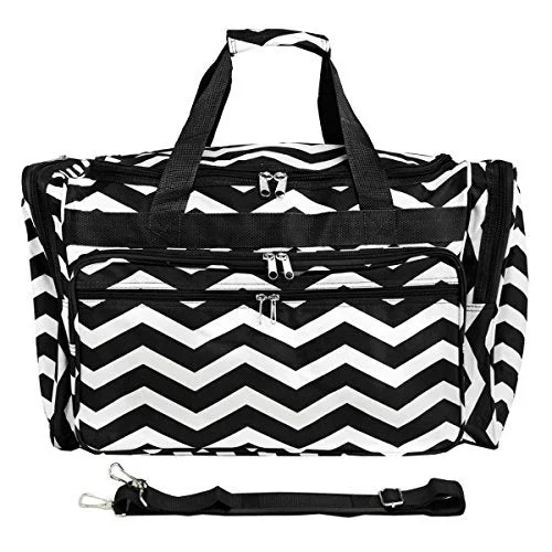 Duffle Bags for international travel-World Traveler Chevron 22-Inch Travel Duffle Bag, Black White Chevron