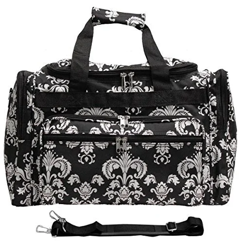 Duffle Bags for carry-on rules-World Traveler Damask Ll 22-Inch Travel Duffle Bag, Black White Damask Ii