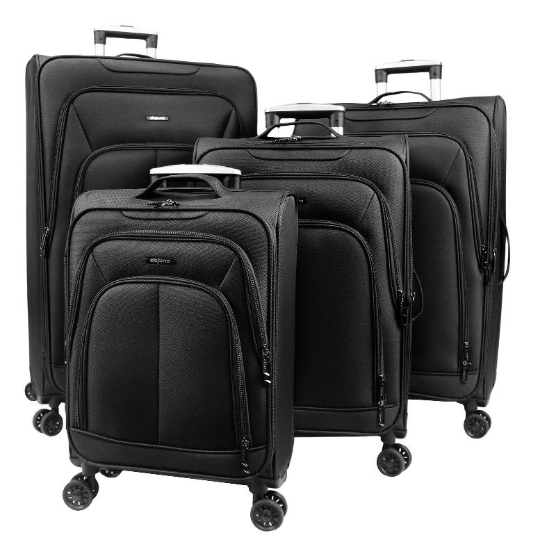 Suitcase with hidden pockets-World Traveler Dejuno Angeles 4-Piece Expandable Spinner Luggage Set