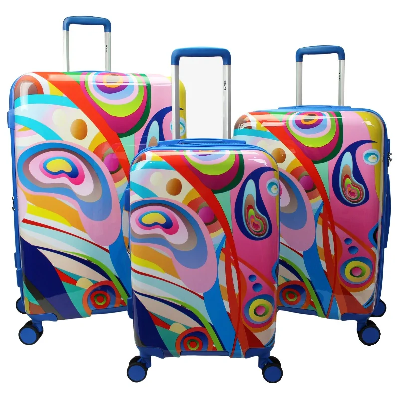 Suitcase with protective lining-World Traveler Dejuno Art Hardside 3-Piece Expandable Spinner Luggage Set