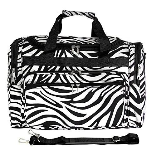 Duffle Bags for campus-World Traveler Zebra 22-Inch Travel Duffle Bag, Black Trim Zebra