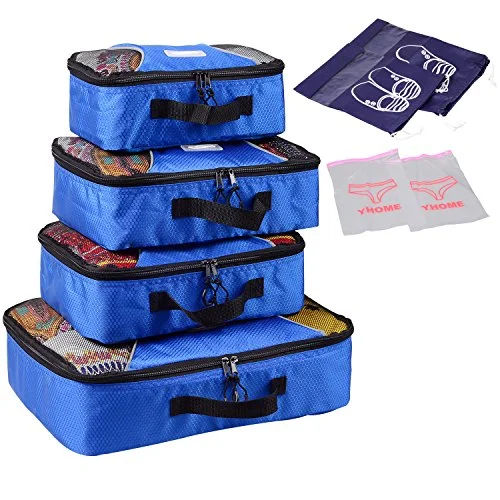 Suitcase with extra storage-Xabl Packing Cubes Travel Luggage Organizer 4Pc Set (Blue)