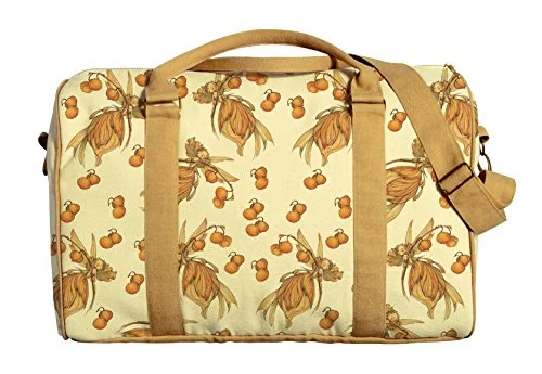 Suitcase with multiple straps-Yellow Fairies Printed Canvas Duffle Luggage Travel Bag Was_42