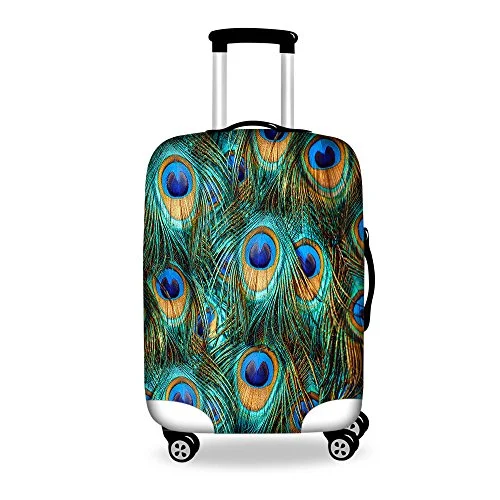 Suitcase with sturdy zippers-Youngerbaby Peacock Luggage Cover Spandex Travel Suitcase Protective 18/20/24/28 Inch