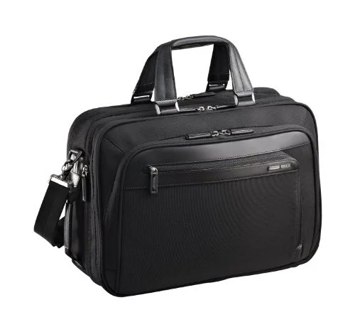 Suitcase with sleek handles-Zero Halliburton Profile 6 Inch Core Computer Brief, Black, One Size